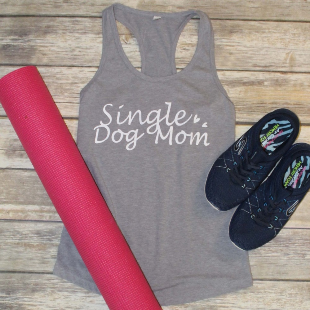 Single Dog Mom Racerback Tank - Grey